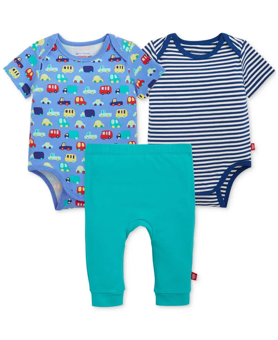 Комплект боди с коротким рукавом и штанов, 3 предмета Magnetic Me, Navy/Blue/Teal