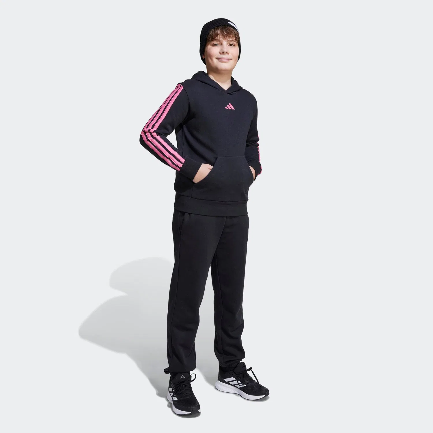 Детский свитшот с полузамком Adidas, Черный Розовый — фото 2