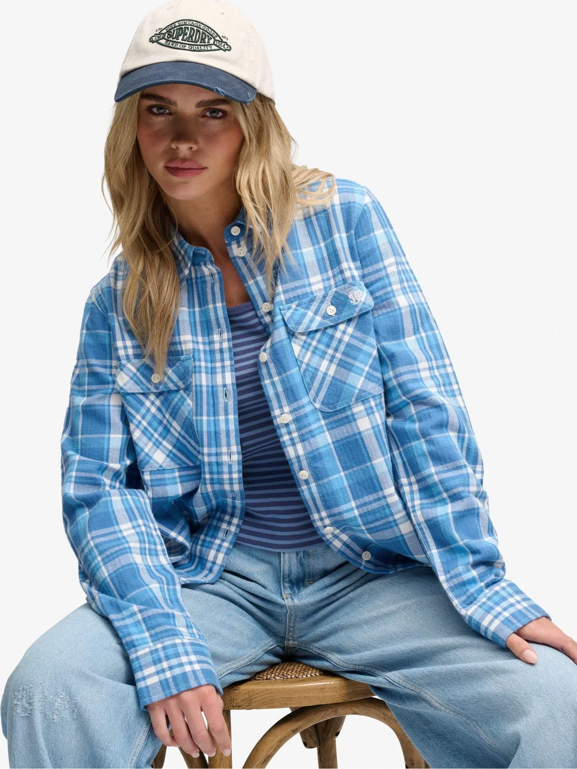Синяя фланелевая рубашка в клетку Superdry Lumberjack — фото 4