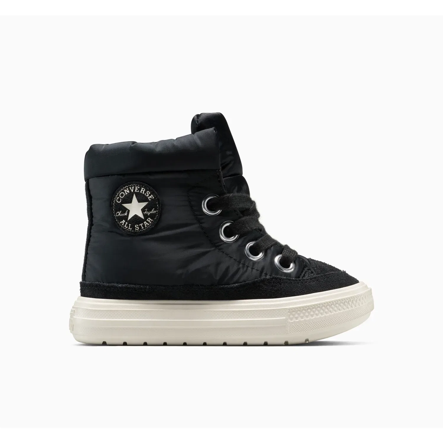 Детские кеды на шнуровке с высоким берцем Converse, Black/Egret/Black — фото 3