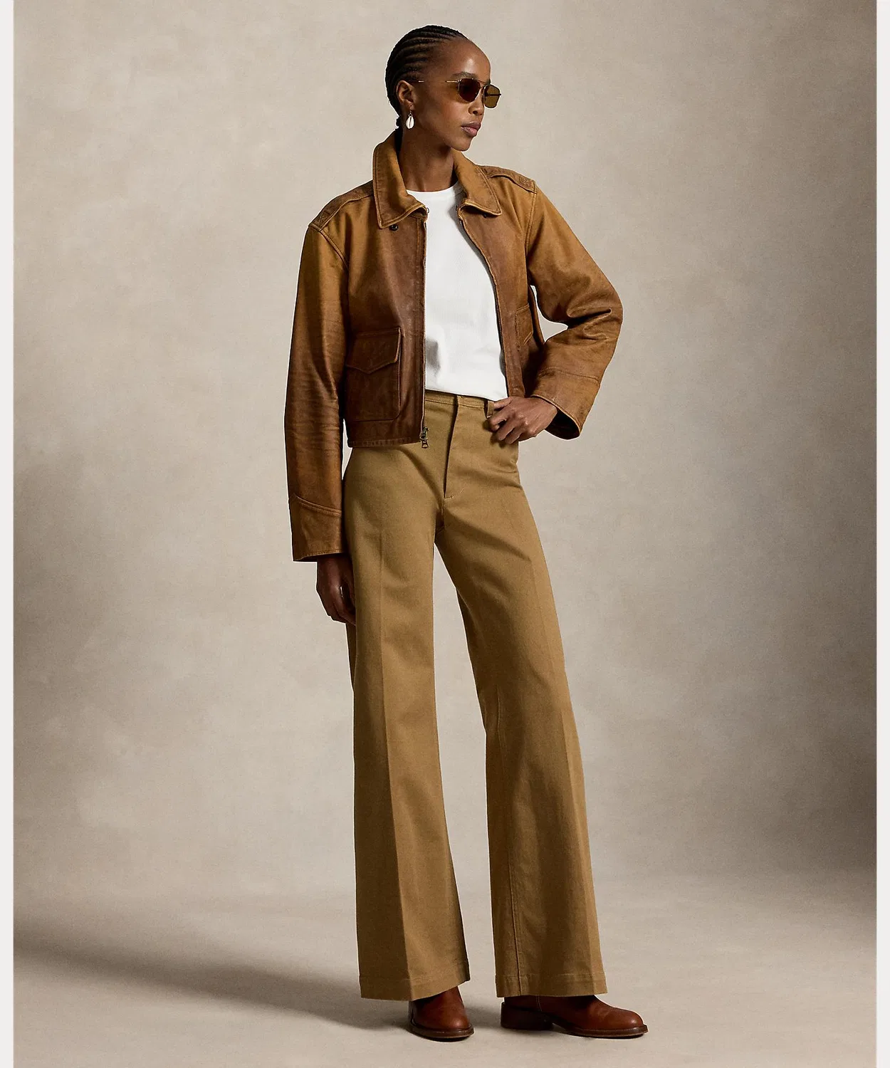 Женские брюки-клеш с высокой посадкой Beaton Polo Ralph Lauren, Brown