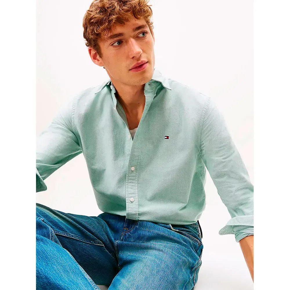 Рубашка длинный рукав Oxford Tommy Hilfiger, зеленый — фото 4