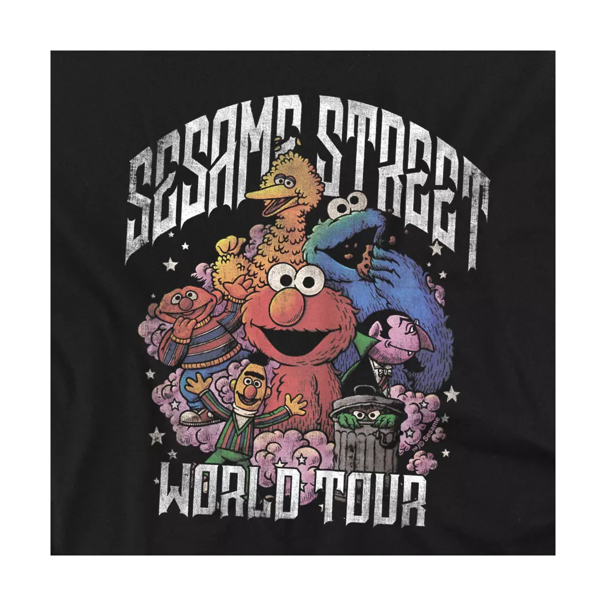 Детское боди с коротким рукавом Sesame Street World Tour Group Shot, Черный — фото 2