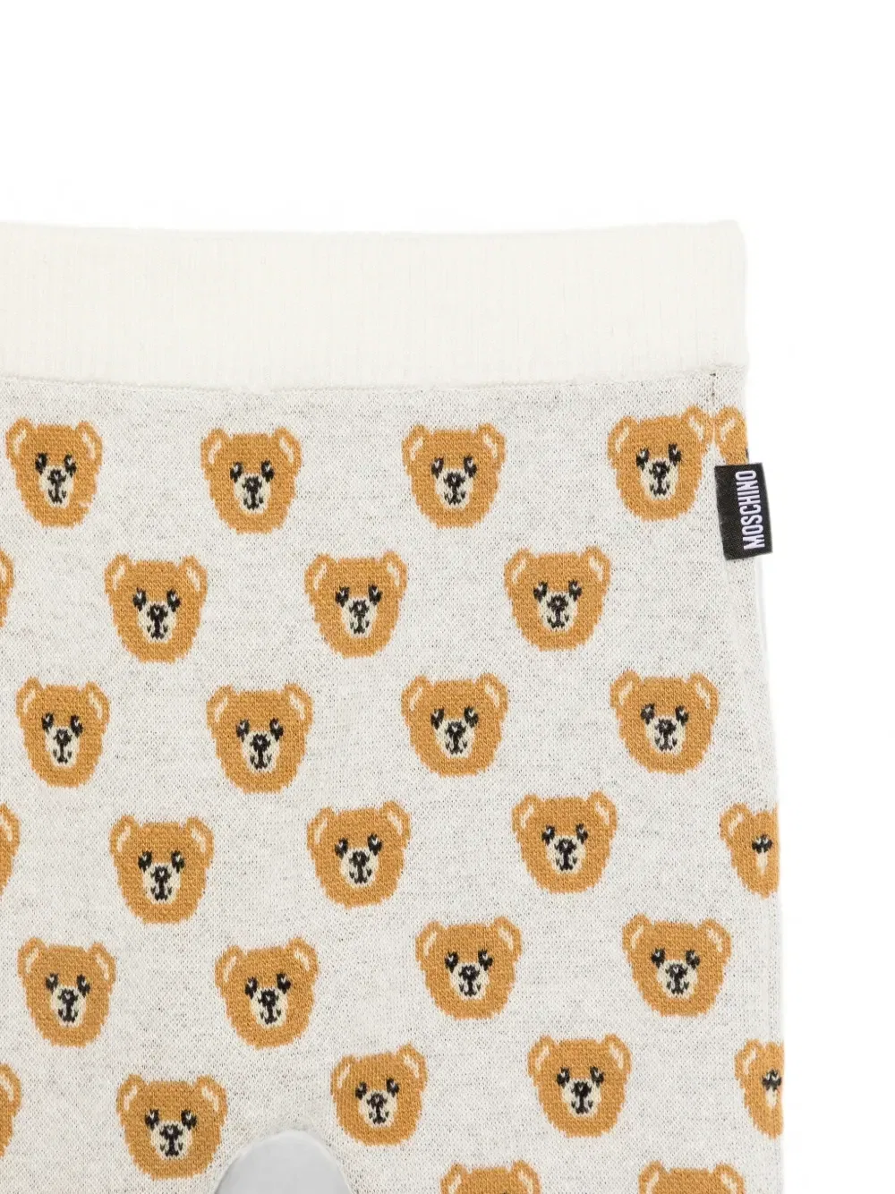Комплект брюк с вышитым мишкой Teddy Bear Moschino Kids, бежевый — фото 3