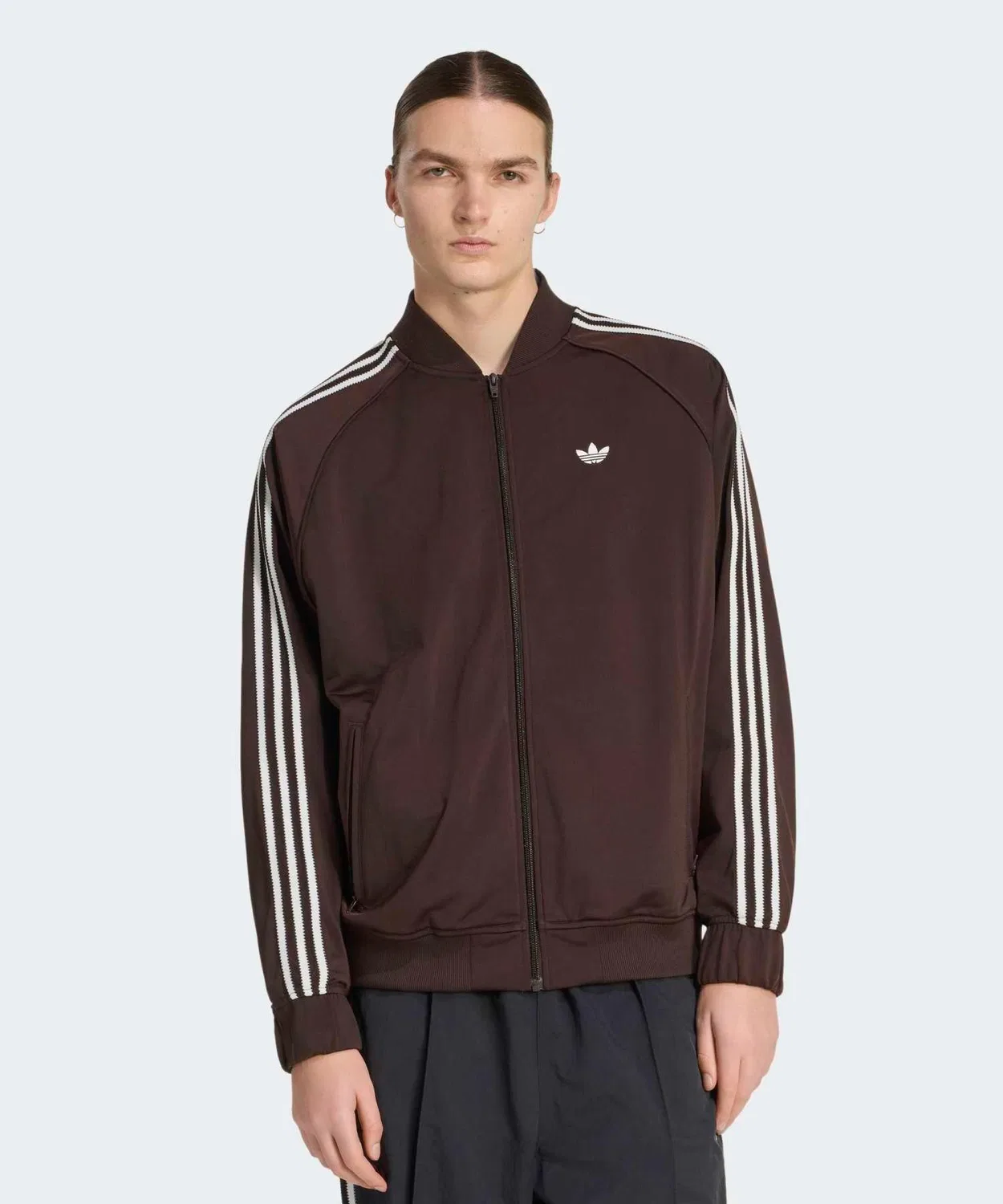Мужская куртка-олимпийка с двойной молнией, свободного кроя, модель Britcore SST Adidas, Brown