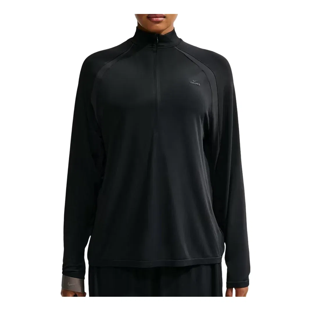Женская футболка SKIMS Stretch Knit 1/2-Zip T-Shirt 'Obsidian Igneous' Nike, Obsidian/Igneous