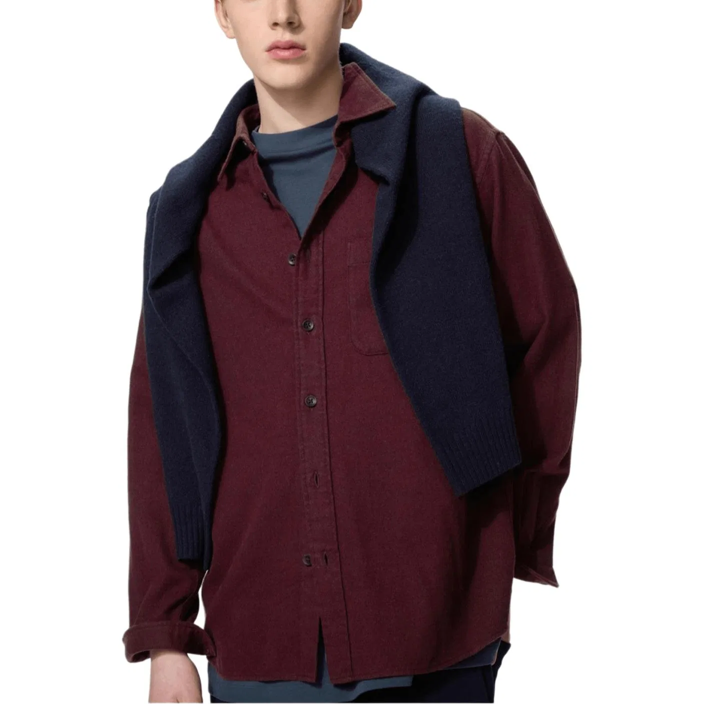 Женская рубашка с воротником Dark Red UNIQLO