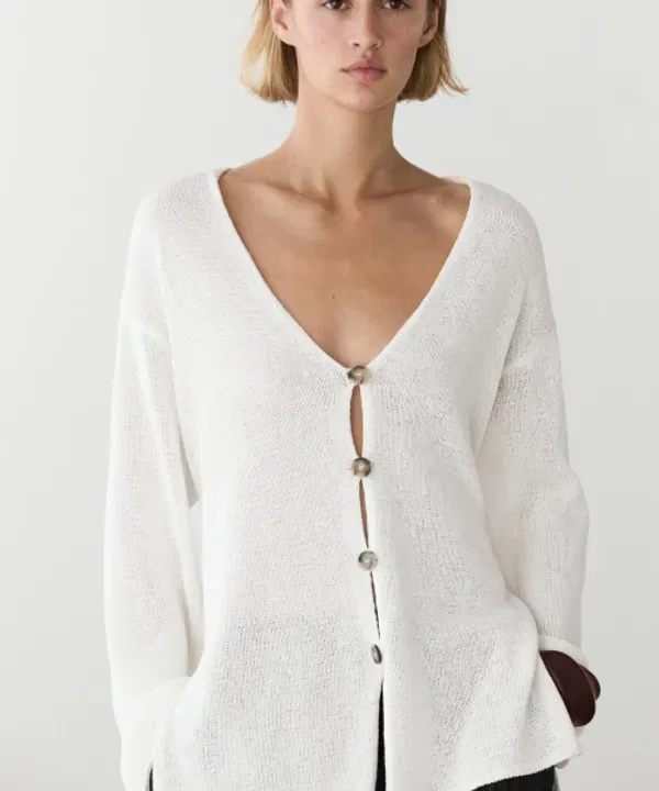 Кардиган V-образный вырез, вязаный, Massimo Dutti
