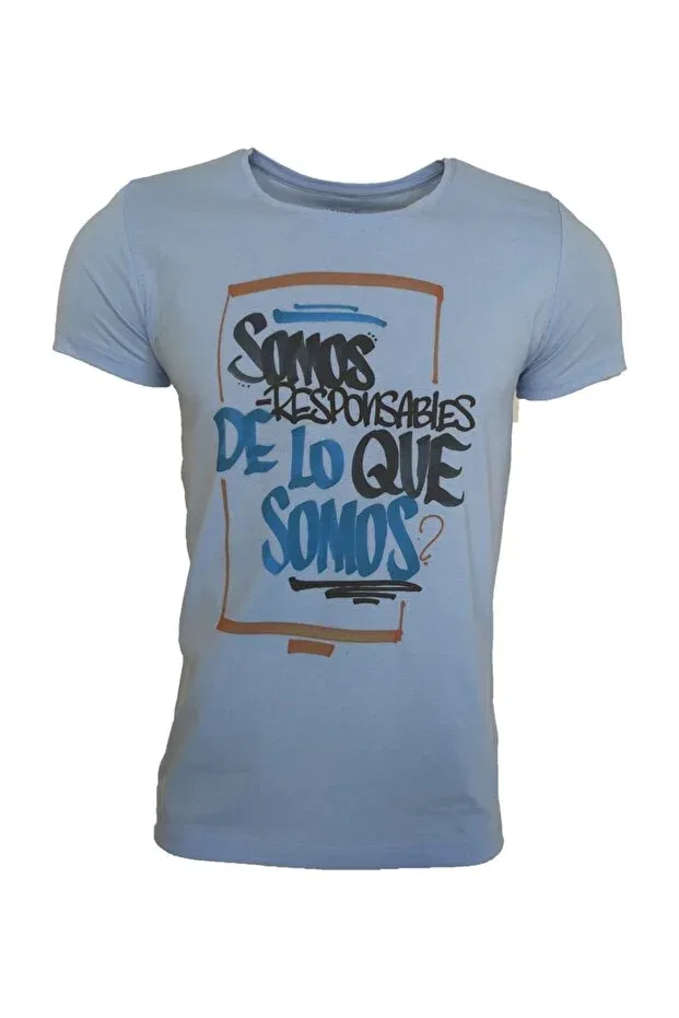 Детская футболка с принтом Unisex printed baby blue color t-shirt Raf Coll, Baby Blue