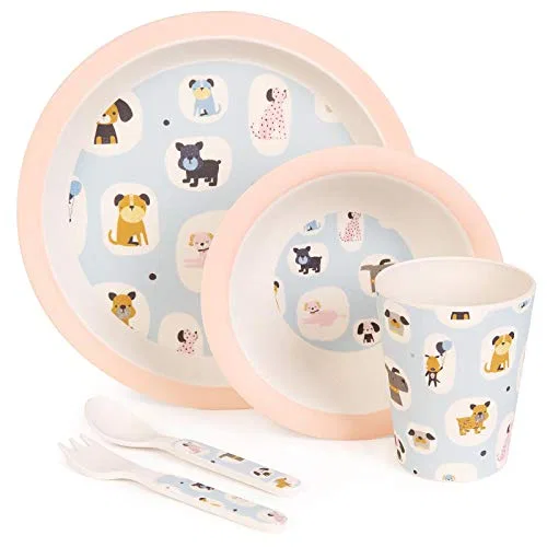 Детский набор посуды 5 предметов Bamboo, Dogs, The Amador Company