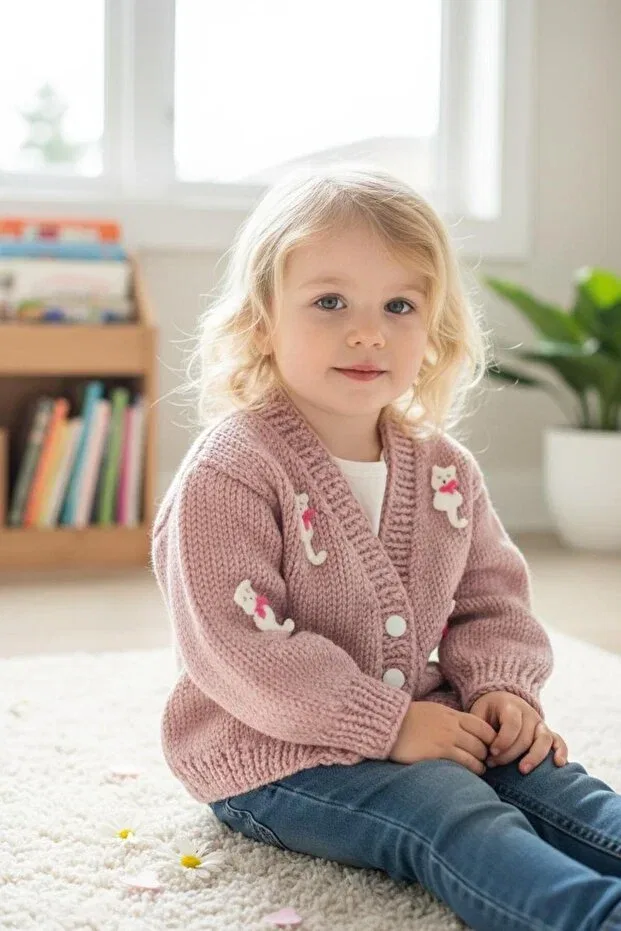 Детский кардиган для девочек вязаный Charme Elegant, Pink