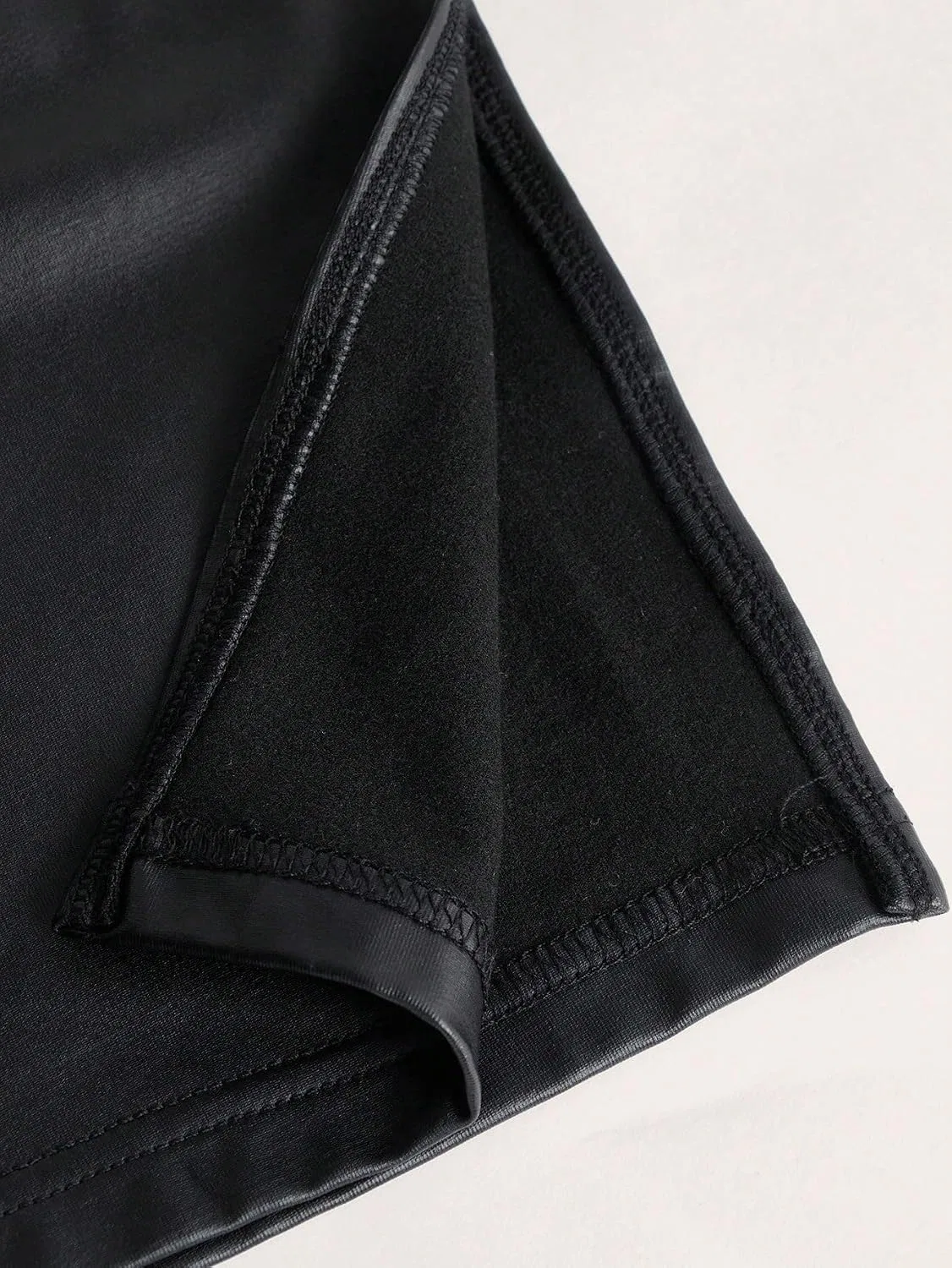 Женское миди-платье с разрезом на бедре PU Leather, Black — фото 4