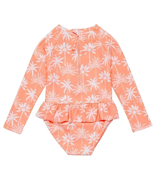 Детский купальник для девочек с юбкой Cali Palms Recycled Skirt Surf Suit Snapper Rock, оранжевый — фото 2