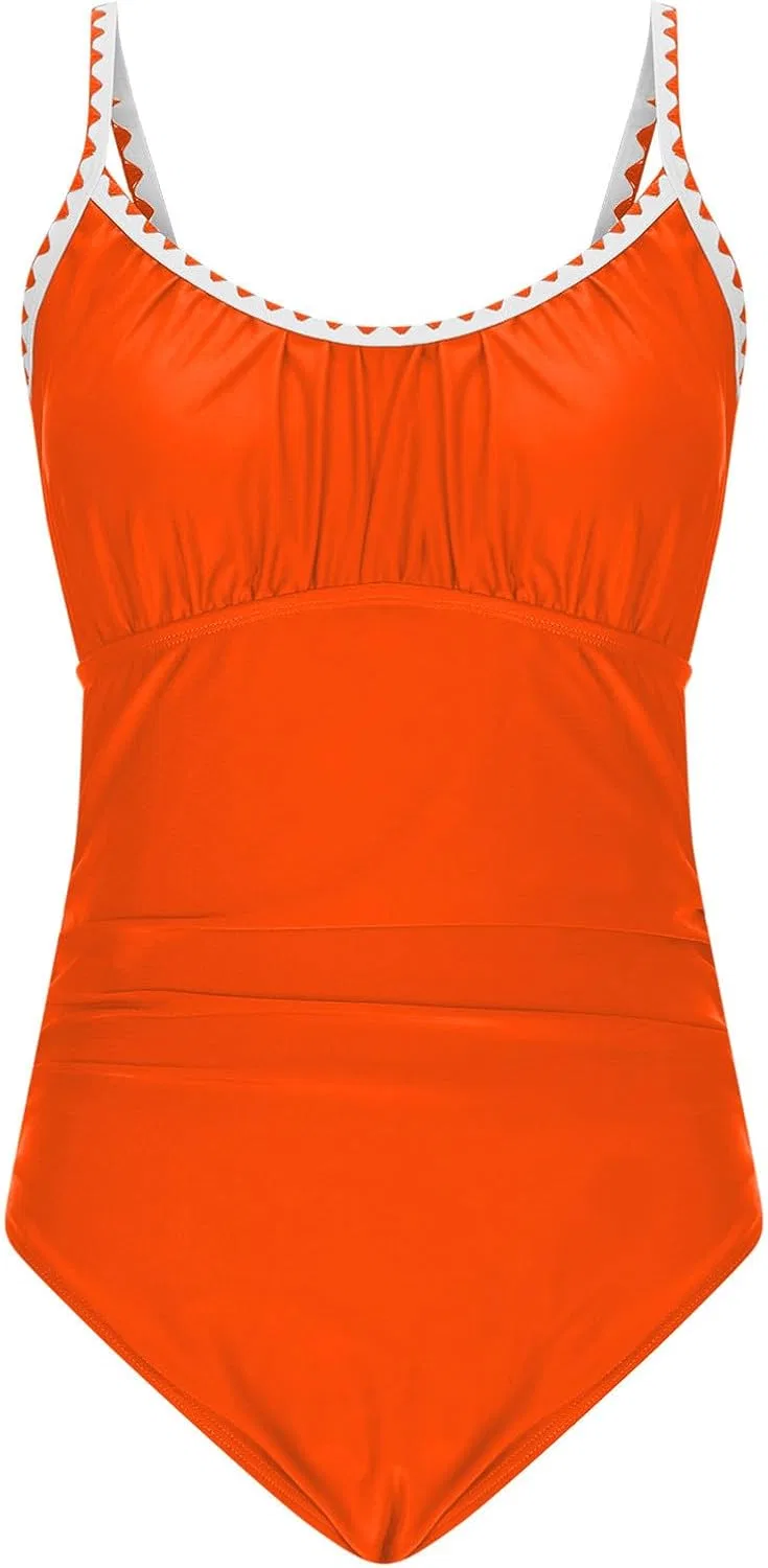 Женский цельнокроеный купальник с утяжкой живота, Orange — фото 4