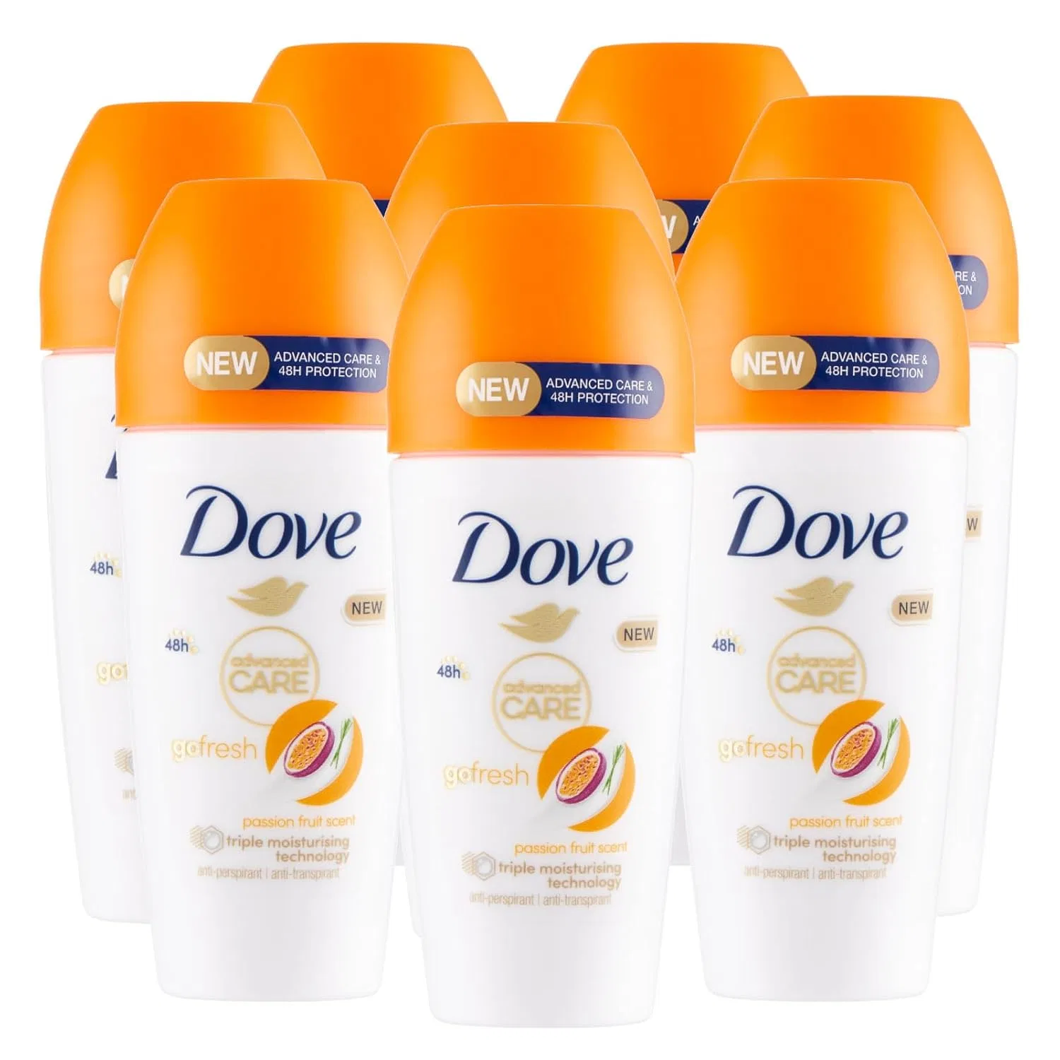 Роликовый дезодорант Dove Go Fresh Passion Fruit Protection 48h, 8x50 мл