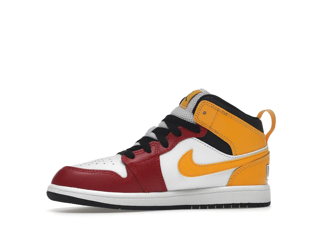 Детские кроссовки с высоким берцем Jordan 1 Mid Jordan, Black/Gym Red-White-University Gold — фото 3