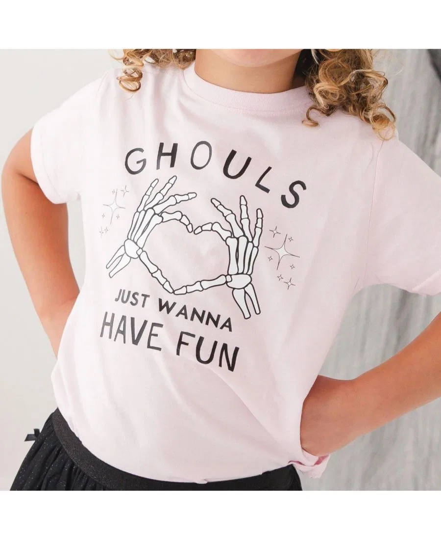 Детская футболка с коротким рукавом и принтом Ghouls Just Wanna Have Fun Sweet Wink, Ballet Pink — фото 3