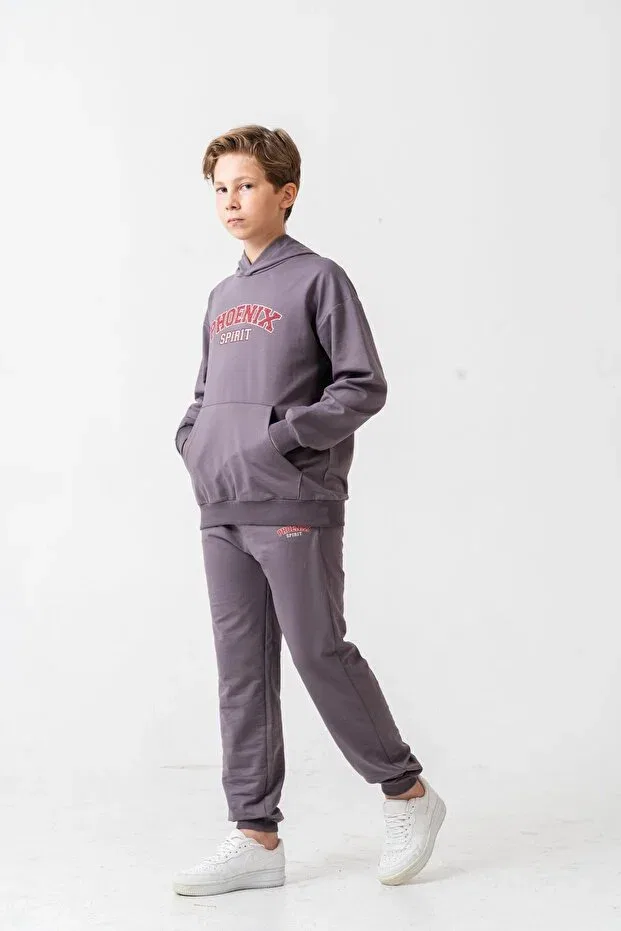 Детский спортивный костюм для мальчиков с принтом Phoenix Spirit Mışıl Kids, Gray — фото 4