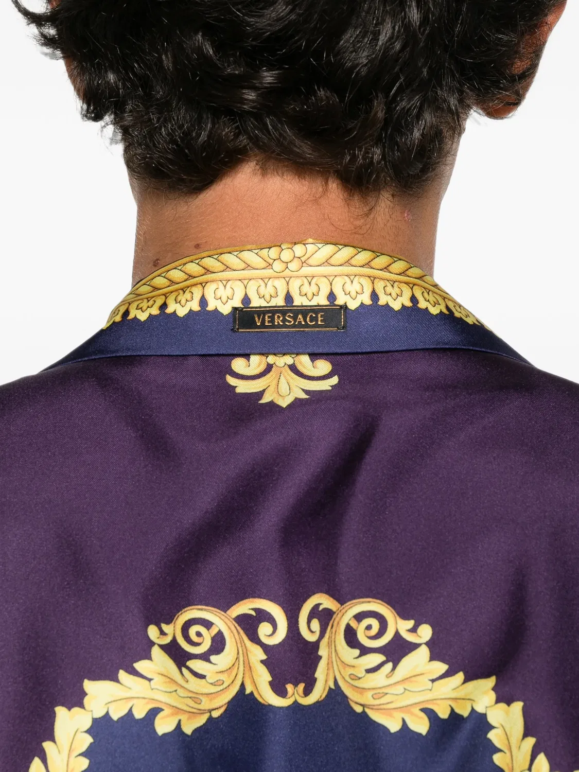 Рубашка шелковая Barocco Foulard Versace, фиолетовый — фото 3