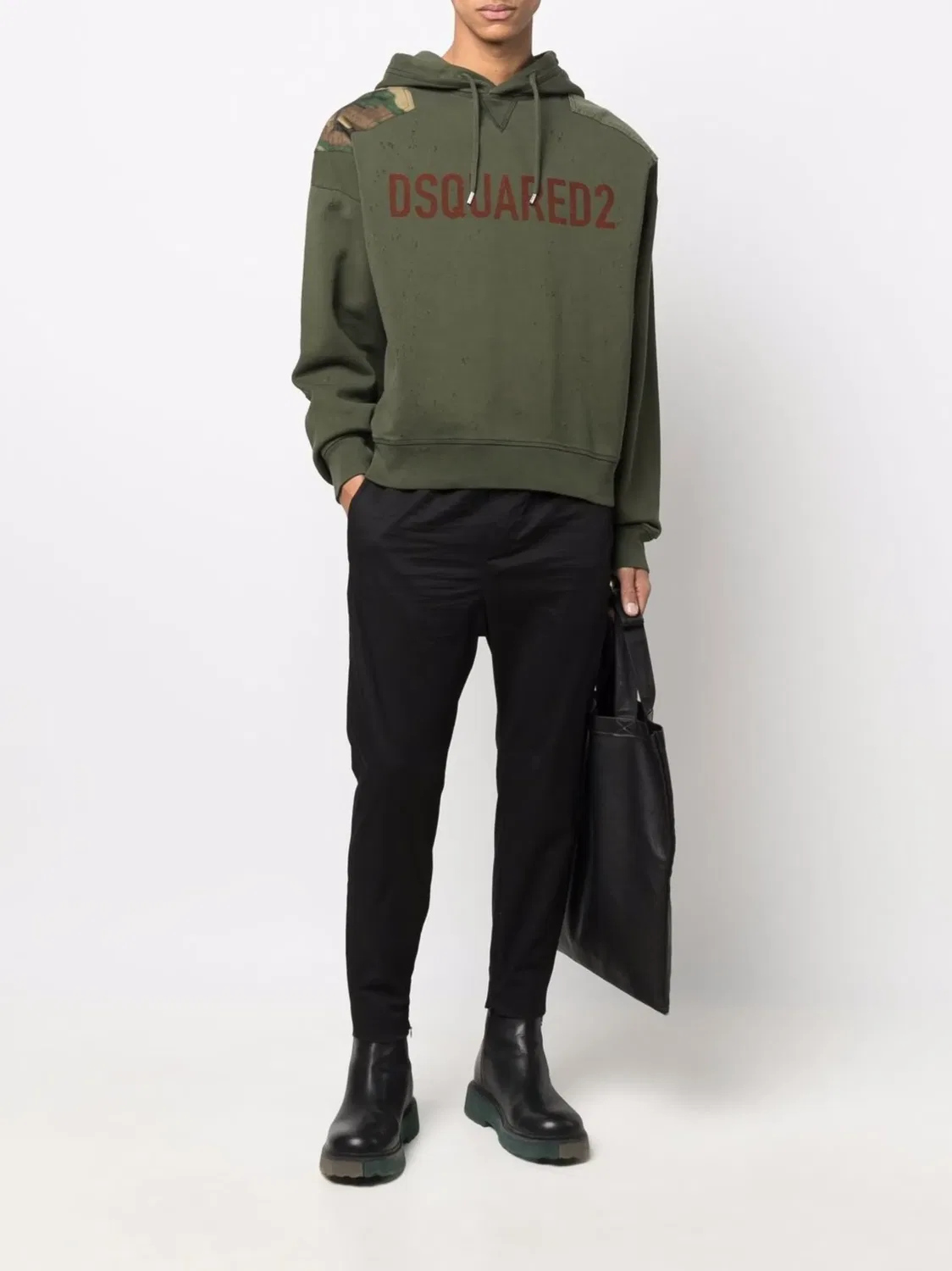 Худи с Логотипом из Хлопка DSQUARED2, зеленый — фото 3