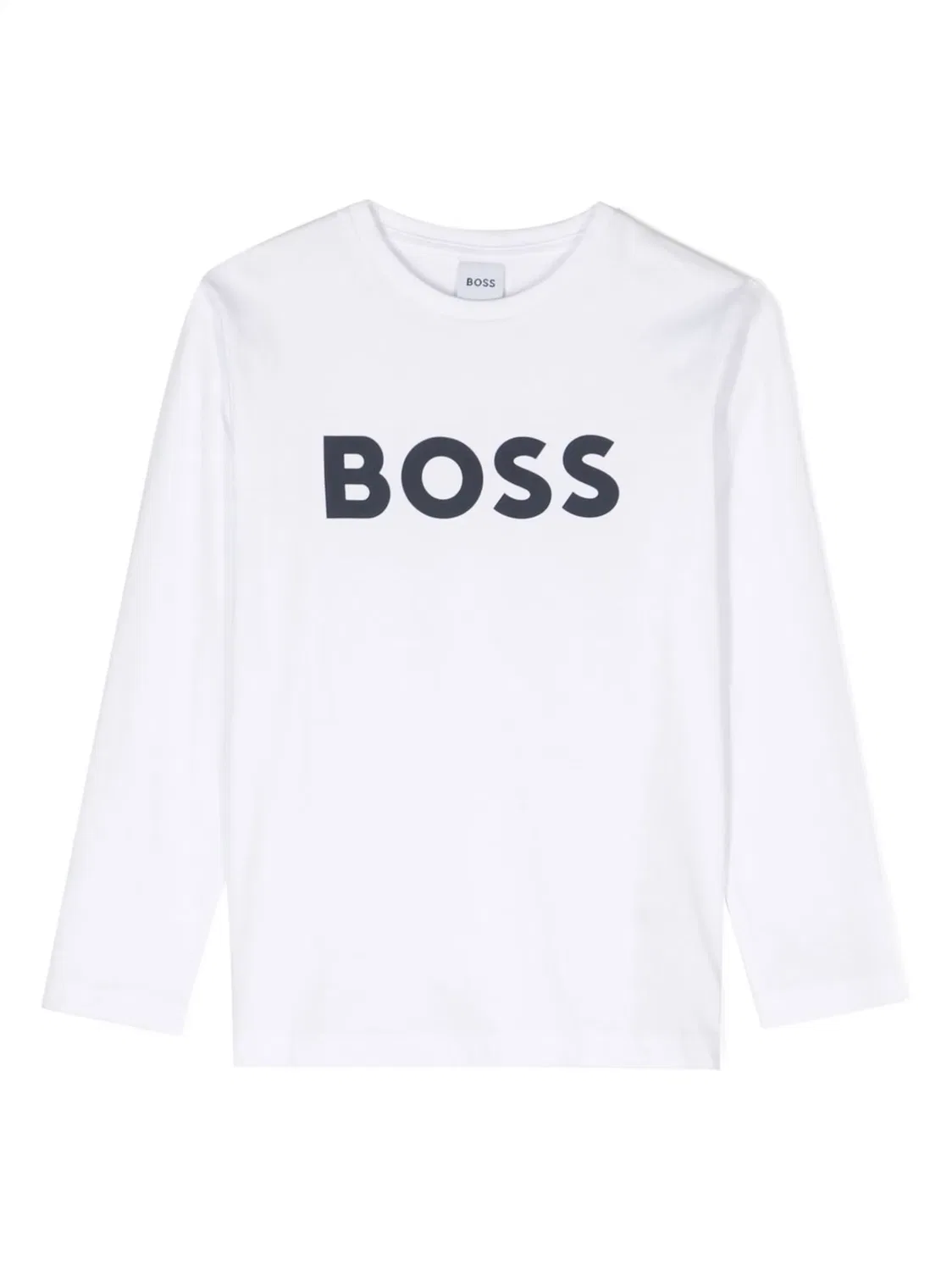 BOSS Футболка с длинным рукавом с логотипом, белая