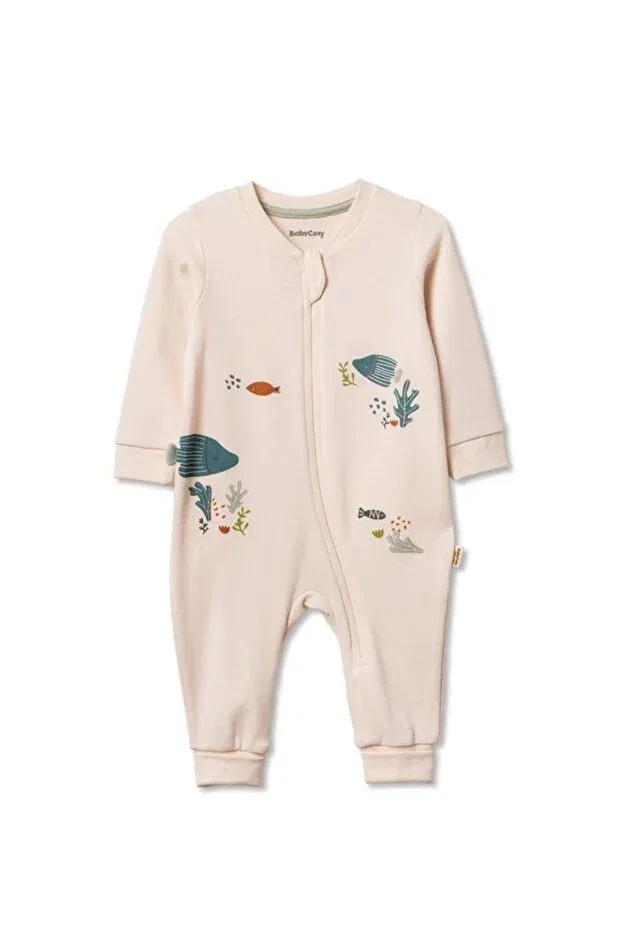 Детский комбинезон с длинным рукавом Babycosy Organic Wear, Cream