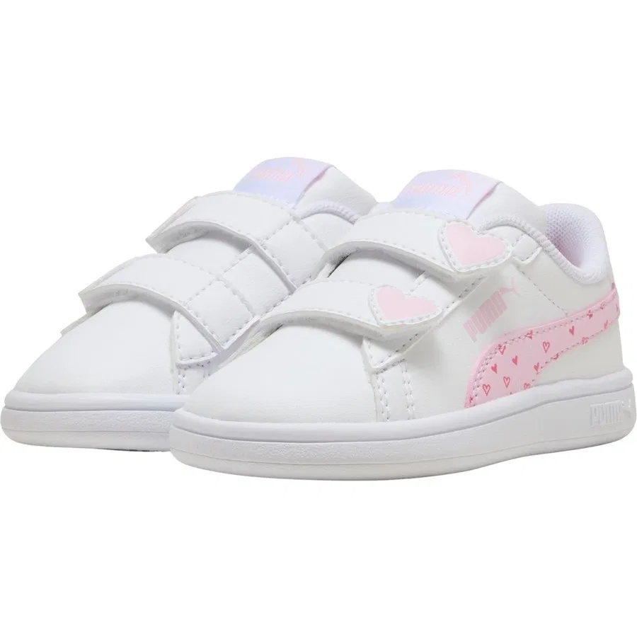 Кроссовки детские с закрытым носком Puma Smash 3.0 Hearty V Inf, Розово-белый — фото 2