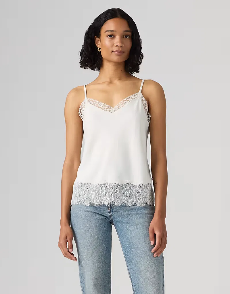 Майка Levi's Lynn с кружевной отделкой, белая