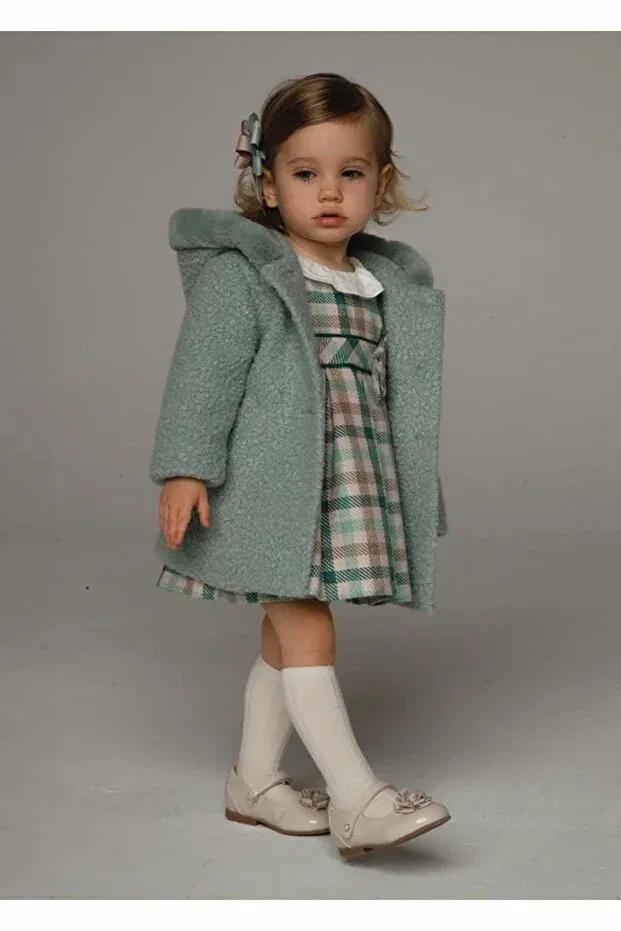 Детское пальто для девочек с меховым воротником Winter Baby Girl Fur Coat Mayoral, Green — фото 2