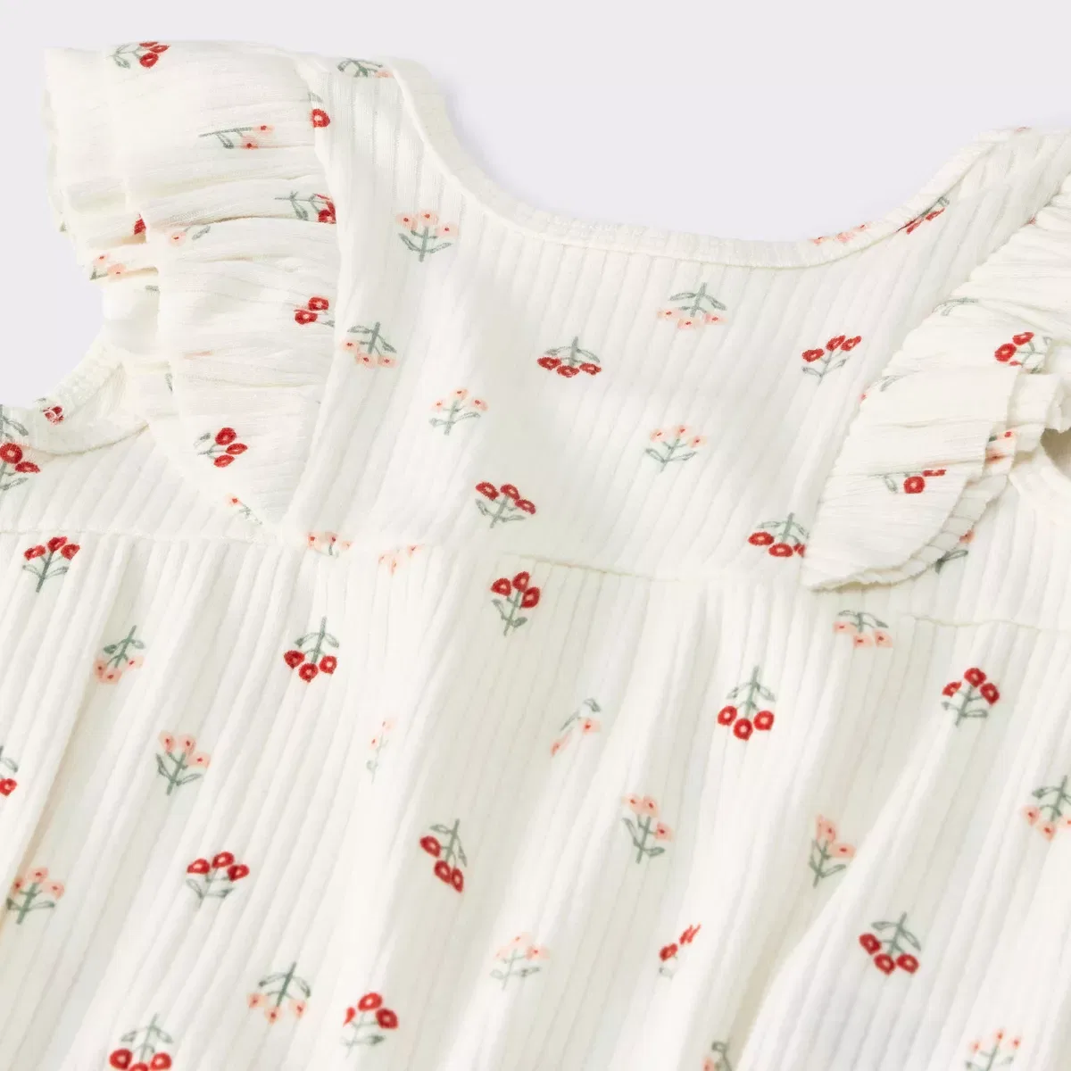 Детский боди-комбинезон для девочек с принтом Ruffle Tank Romper NEWBORN, Off-White — фото 3