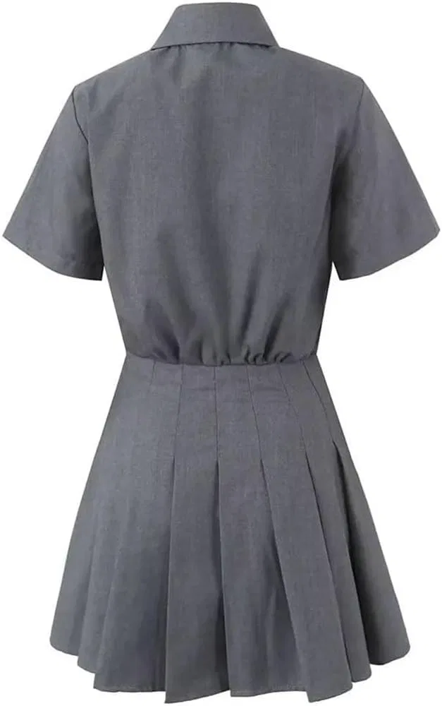 Женское платье А-силуэта с отложным воротником, Slim Fit, Gray — фото 2