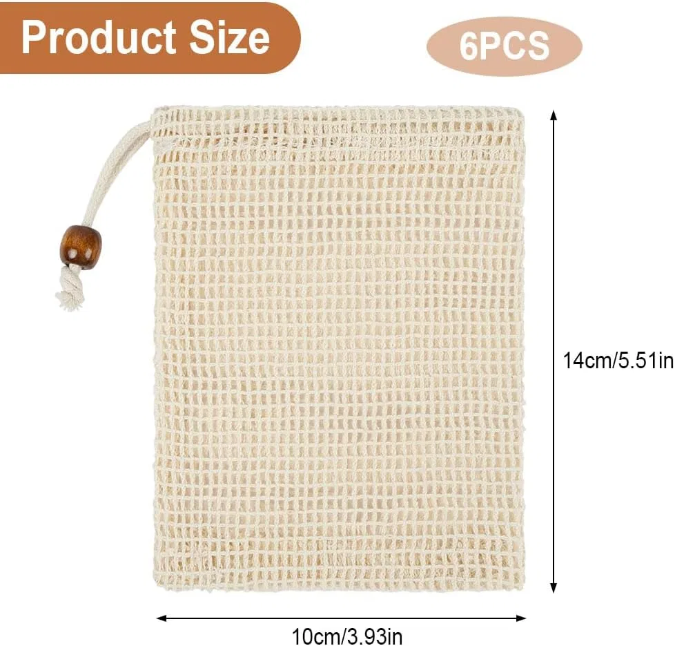 Набор мыльных мешочков, 6 шт, Alaoo, Light Brown Cotton Beads — фото 2