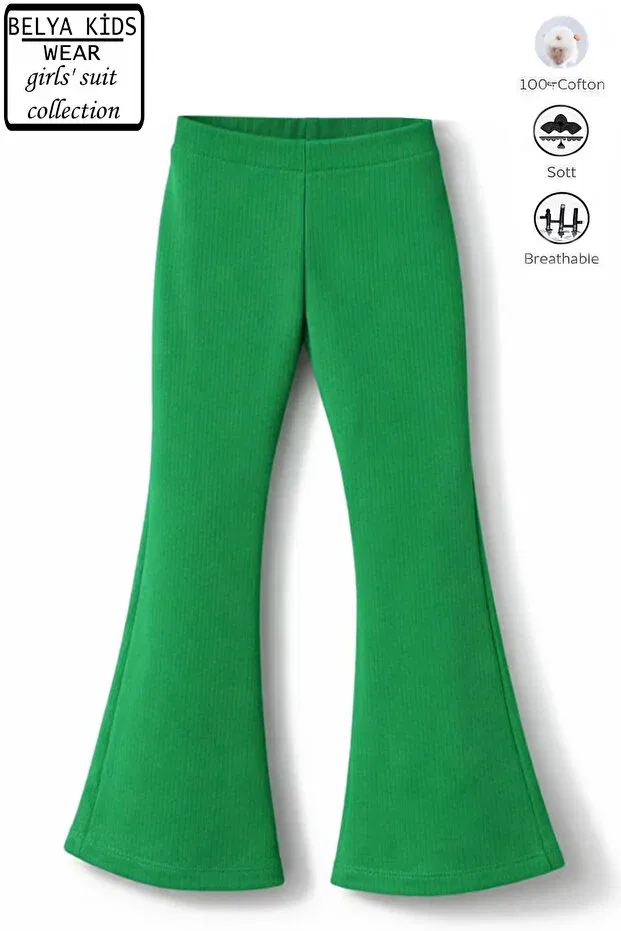 Детские леггинсы для девочек хлопковые Cotton corduroy full fit girls' spanish leggings Belya Kids Wear, Green