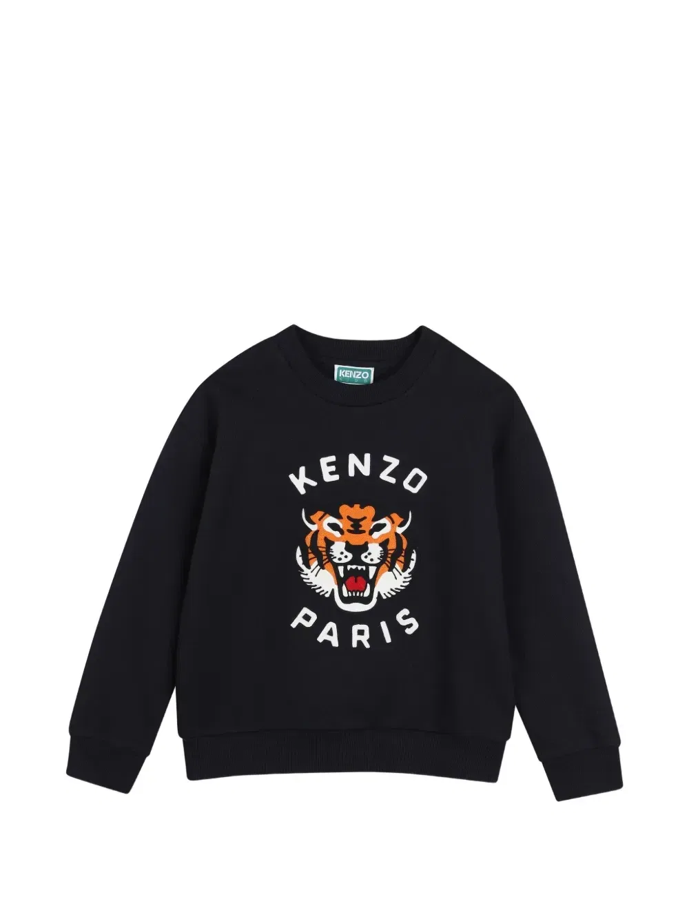 Свитер с тигровым мивом и круглым вырезом Kenzo Kids, черный