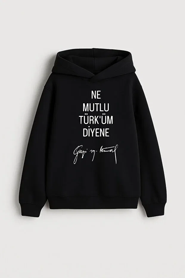 Детское худи для мальчиков с принтом No Matter How Happy I Am, I'm Still Turkish Moda, Black