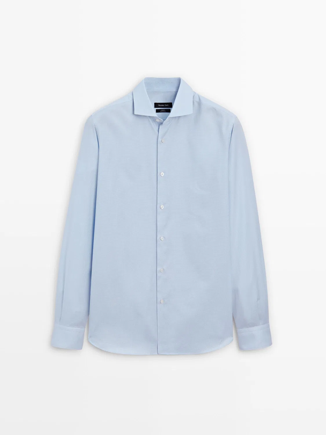 Приталенная рубашка из 100% хлопка в мелкую клетку Massimo Dutti, небесно-голубой