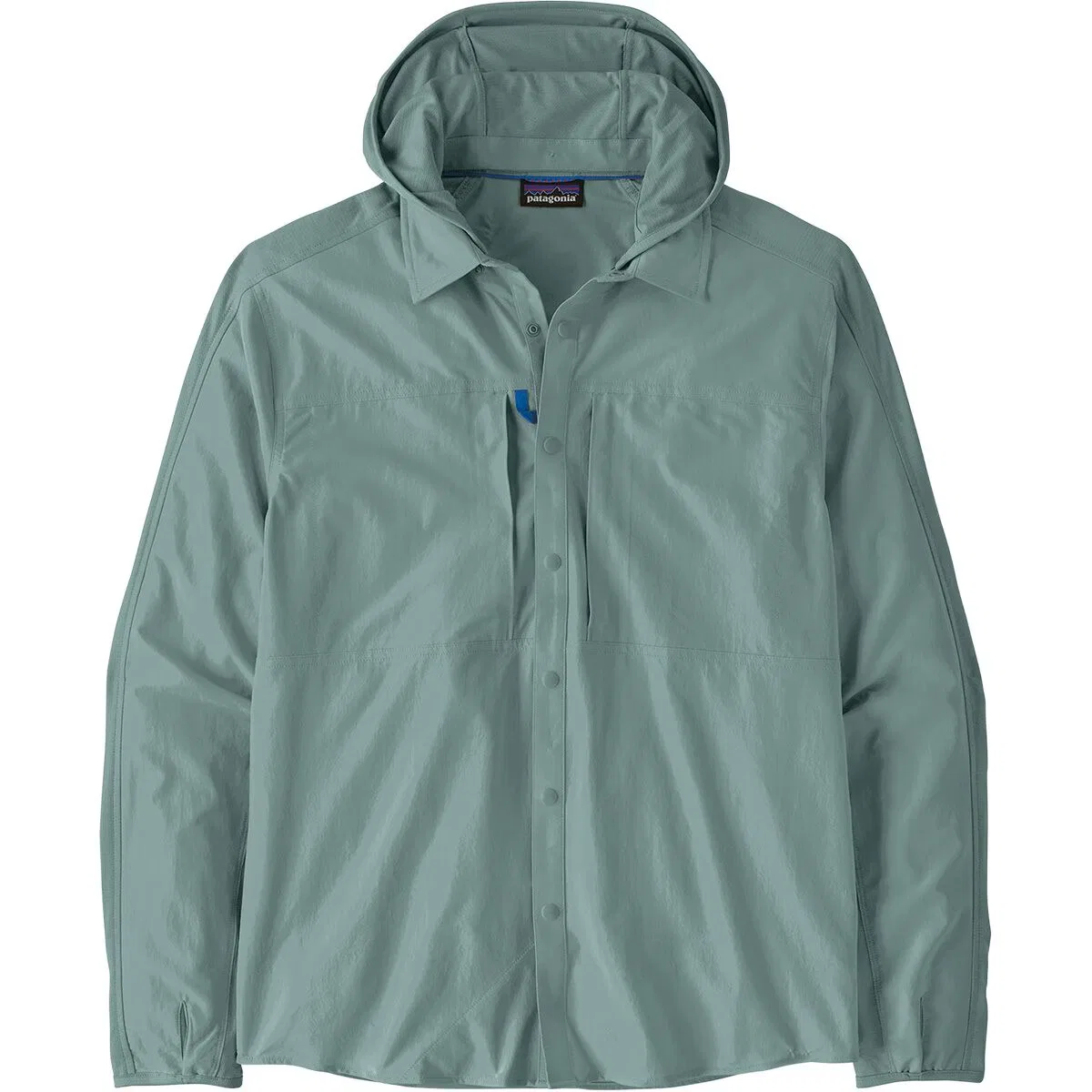 Мужская рубашка-худи с длинным рукавом River Rambler Hybrid Sun Hoodie Patagonia, Blue Sage