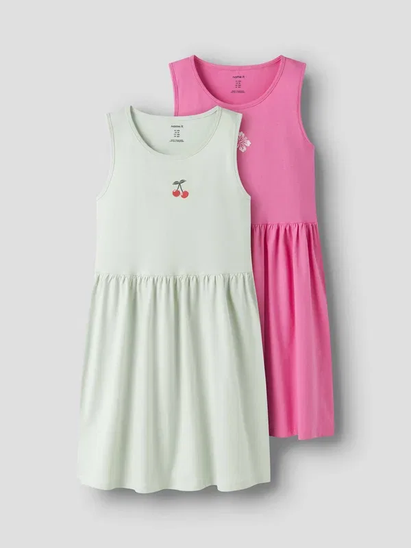 Платье хлопковое Victoria 2 pack tank - jersey dress Name It Strawberry Moon, Pack Pale Aqua