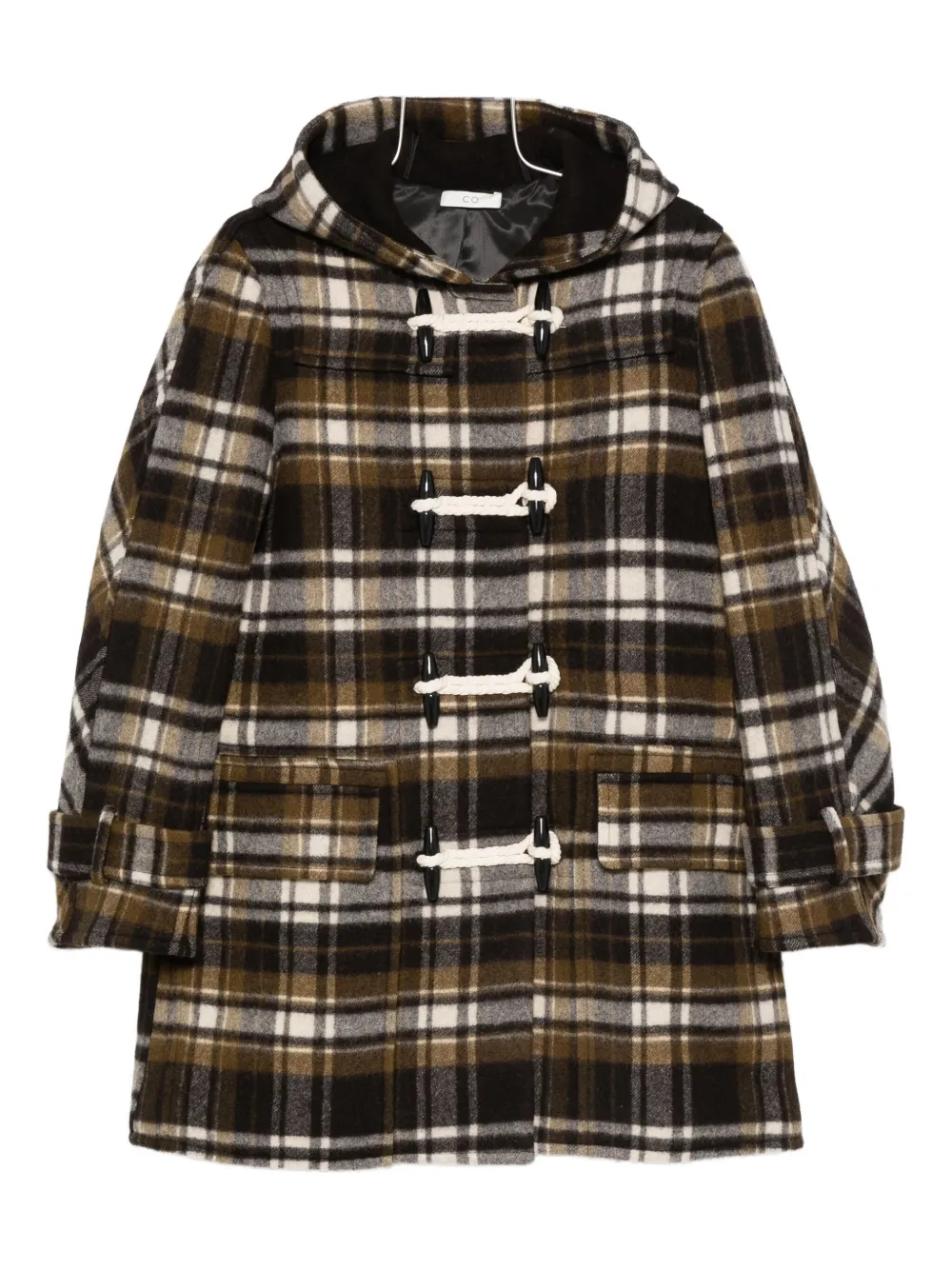 

Пальто с капюшоном в клетку Co, коричневый