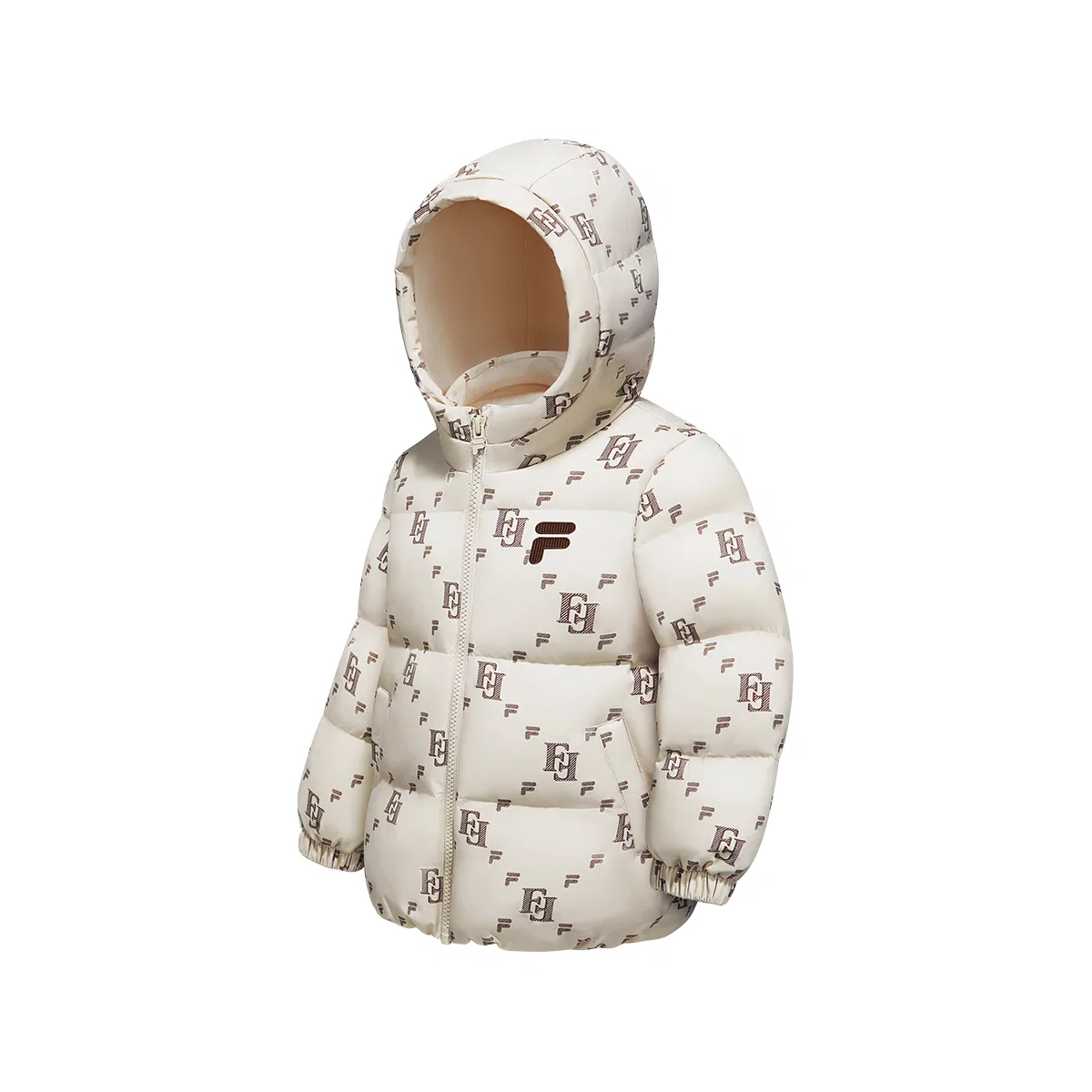 Детский пуховик с капюшоном, утепленный, с принтом FILA KIDS, All Over Print 2