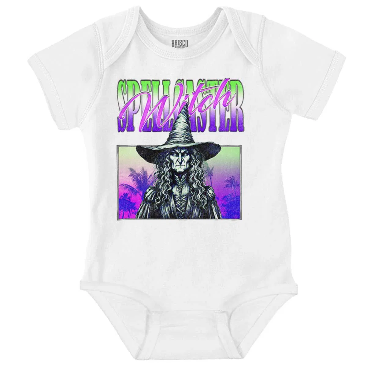 Детское боди-комбинезон с коротким рукавом с принтом Halloween Monster Spell Caster Witch Brisco Brands, White
