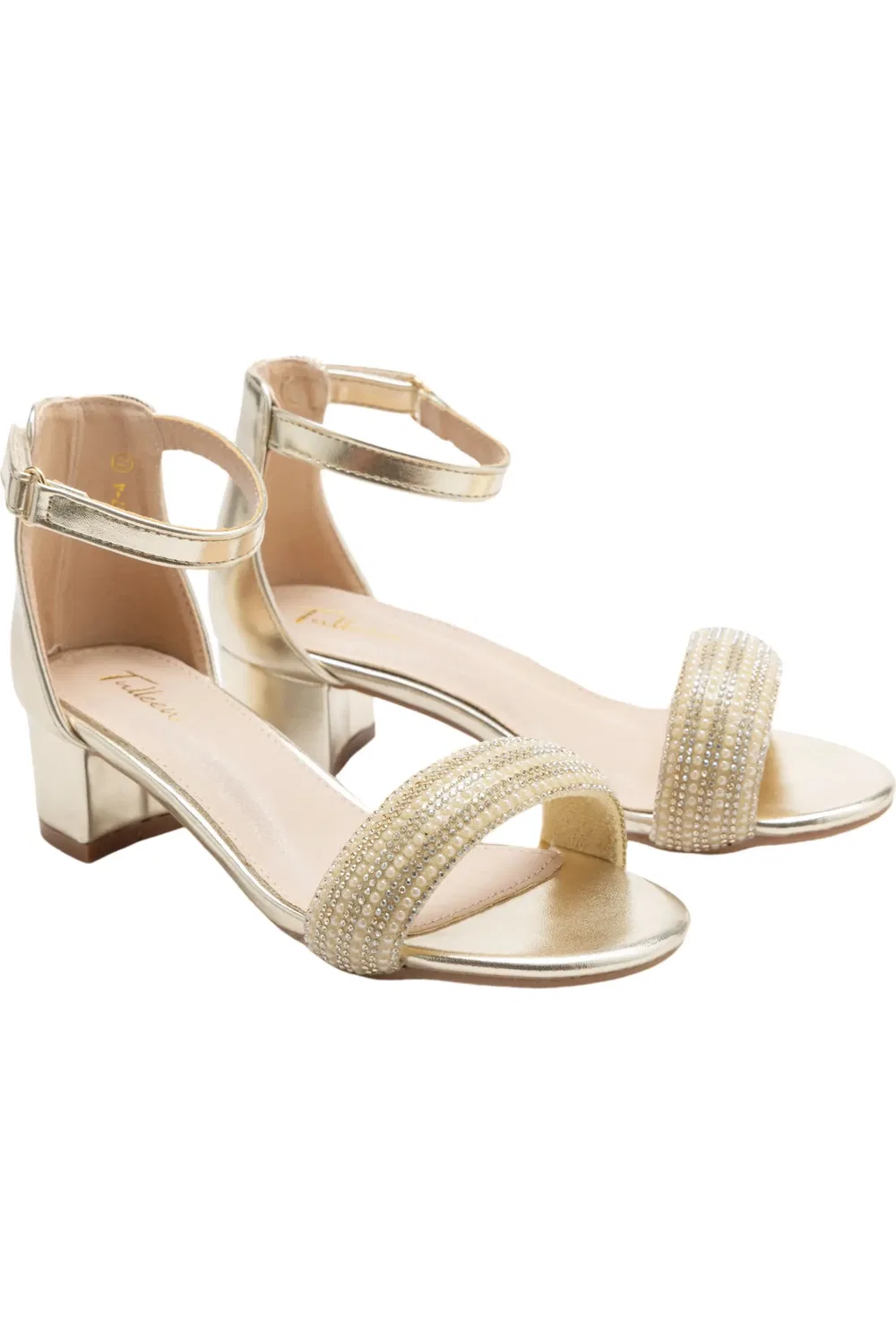 Детские сандалии на каблуке Rhinestone Band Tulleen, Gold