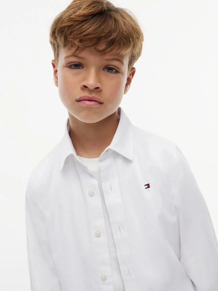Рубашка на пуговицах TOMMY HILFIGER прямого кроя, цвет «DIWALI», белая — фото 3