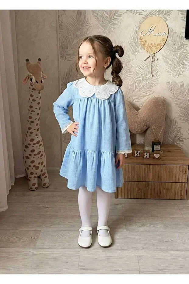 Детское платье для девочек с длинным рукавом Umay Kids, Blue