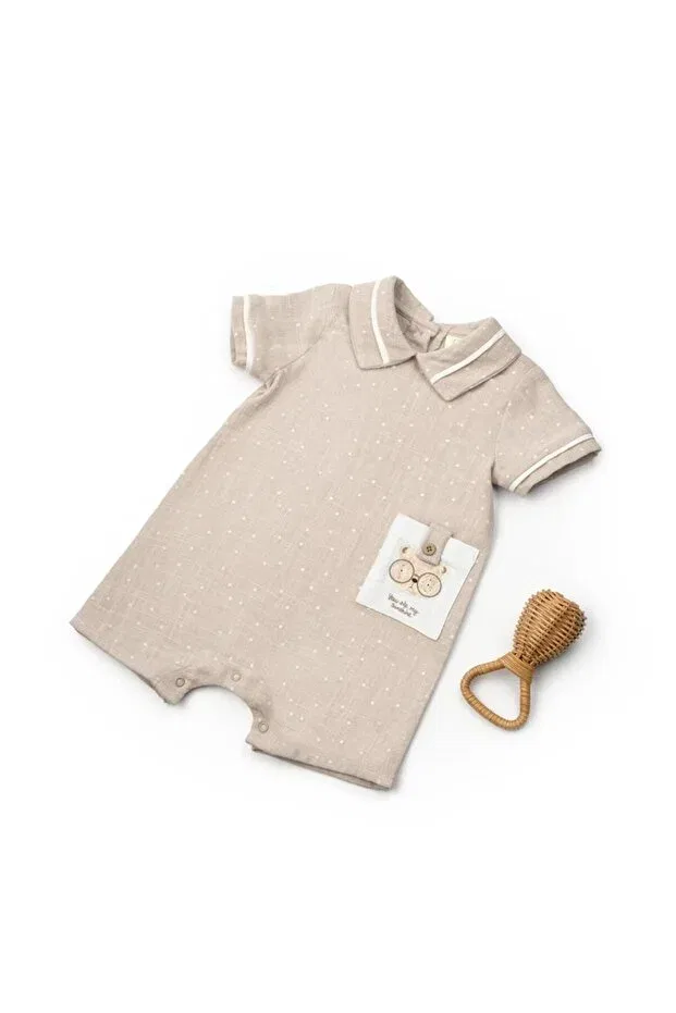 Детский комбинезон с коротким рукавом хлопковый Babycosy Organic Wear, Brown