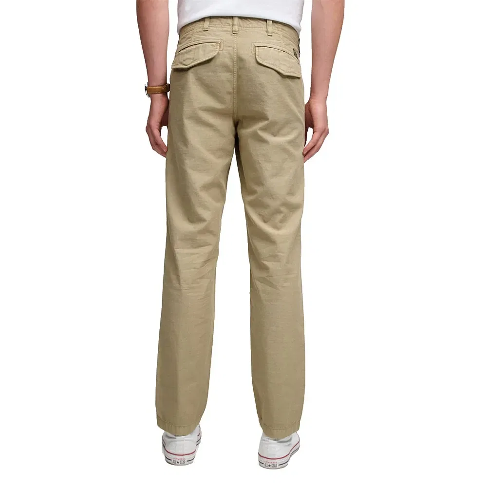 Мужские брюки-чинос Superdry Tapered Washed, Beige — фото 2