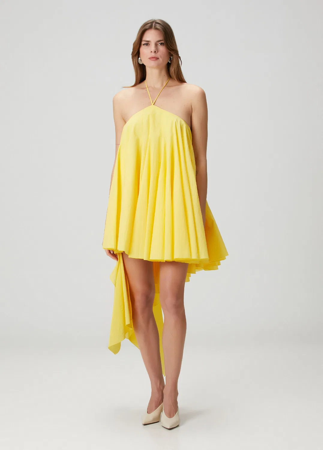 Платье асимметричное с воланами Jacquemus, Yellow