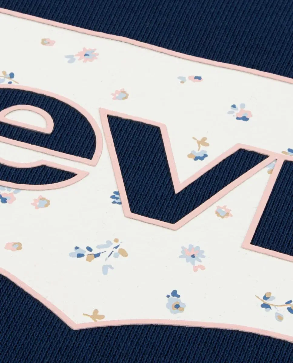 Детский свитшот для девочек с принтом Floral Batwing Crewneck Levi's, Azul — фото 3