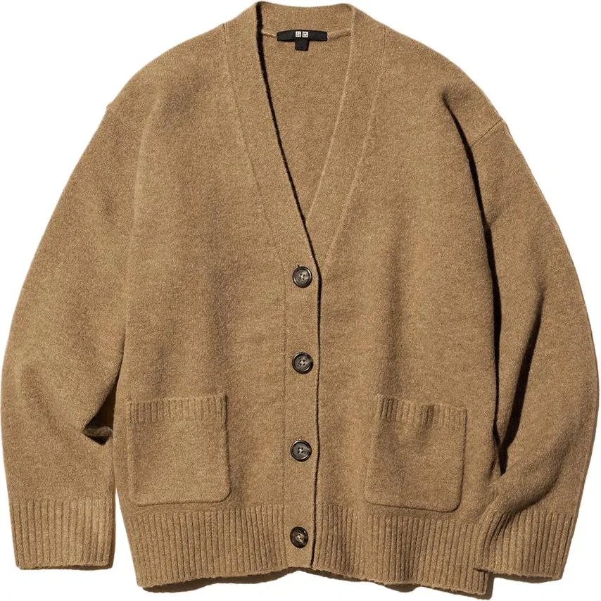 Женский джемпер с v-образным вырезом Camel UNIQLO, 34 Camel