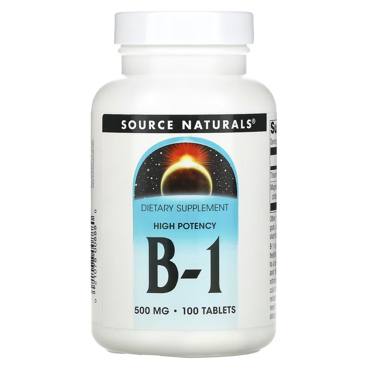 

Source Naturals B-1 высокая эффективность 500 мг, 100 таблеток